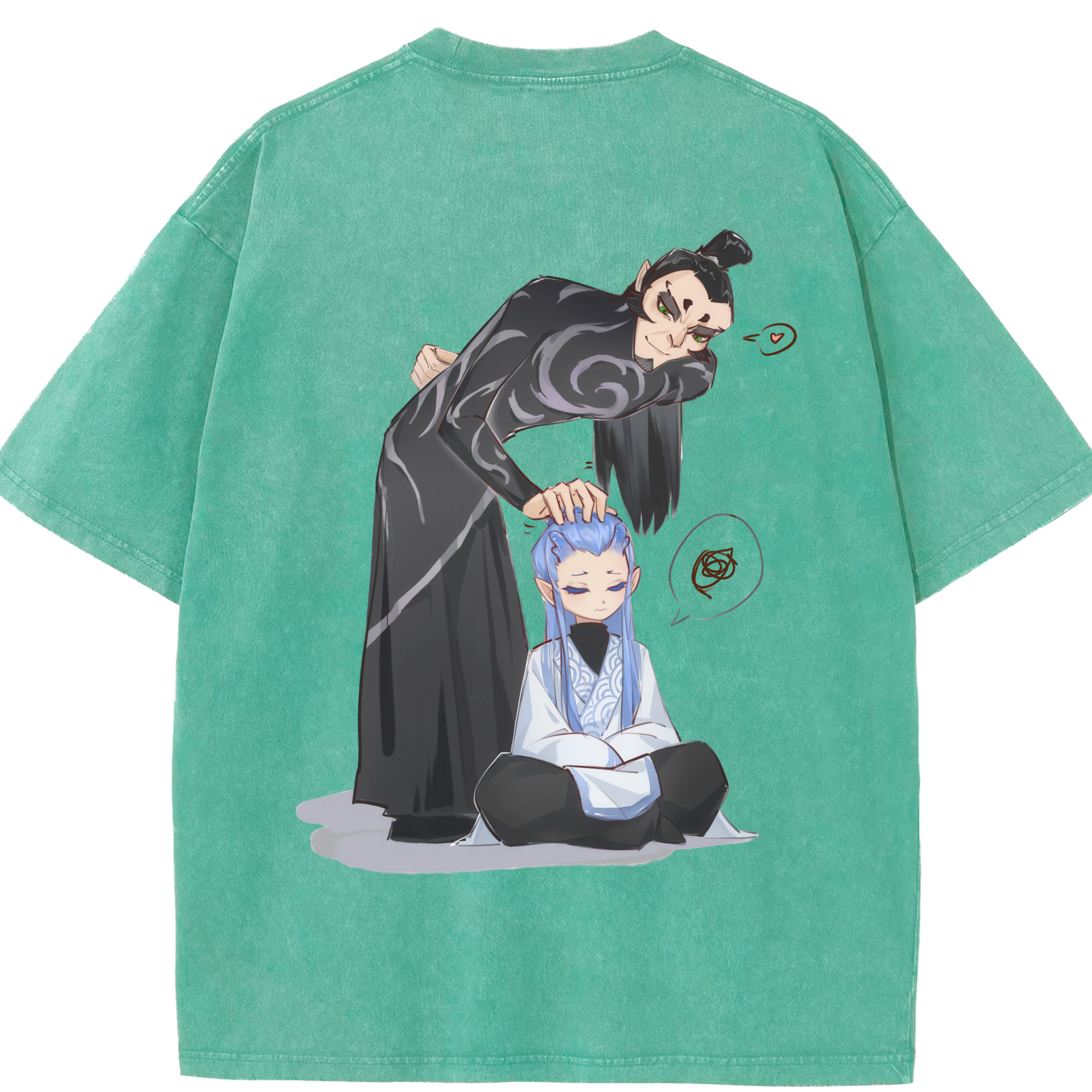 （画像用） Ne Zha 2 ナタ 魔童の大暴れ 綿100% ヴィンテージ風 半袖Tシャツ（背面プリント）